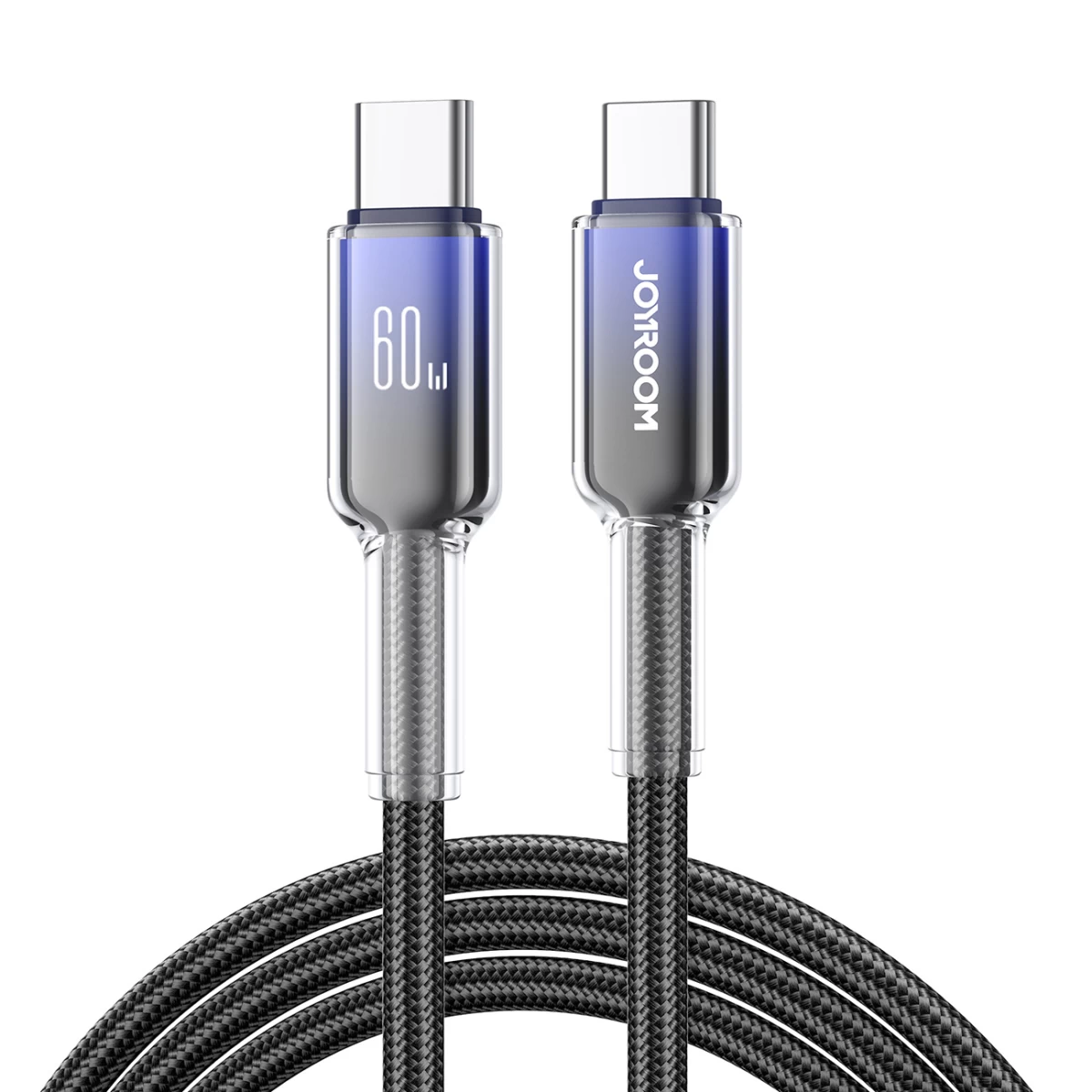 Kabelis Crystal-clear Series 60w Usb-c - Usb-c 1,2 M - Juodas