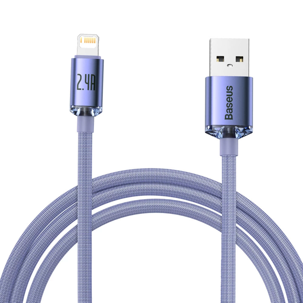Kabelis Greitam įkrovimui Ir Duomenų Perdavimui Usb Iphone Lightning 2.4a 2 M Violetinės Spalvos Kabelis Greitam įkrovimui Ir Duomenų Perdavimui Usb Iphone Lightning 2.4a 2 M Violetinės Spalvos