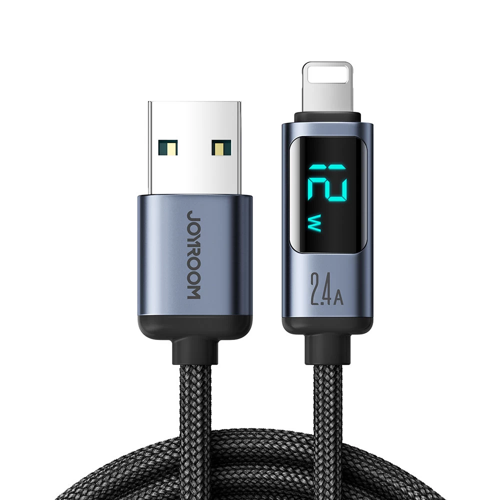 Kabelis iphone Su Led Ekranu lightning - Usb-a 2,4a 1,2 M Juodas