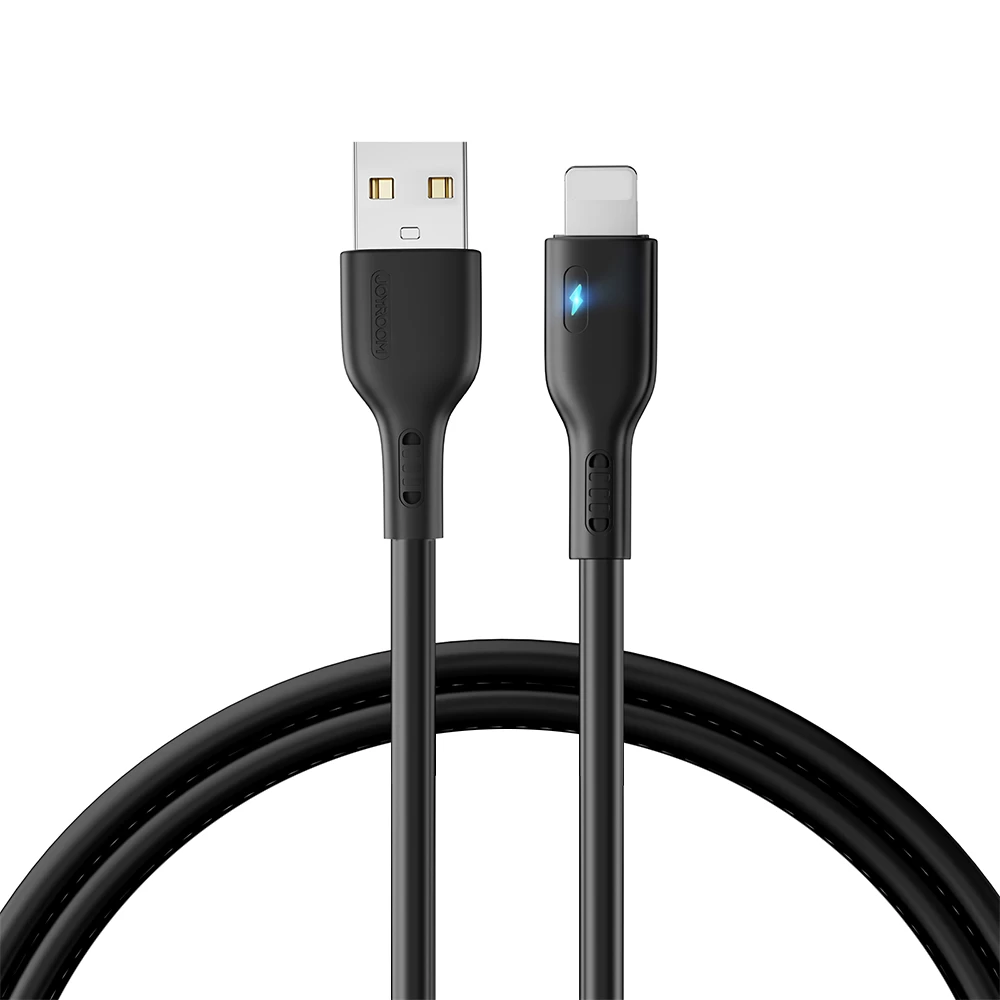 Kabelis iphone Su Led Lemputėmis Usb - Lightning 2,4a 1,2 M Juodas