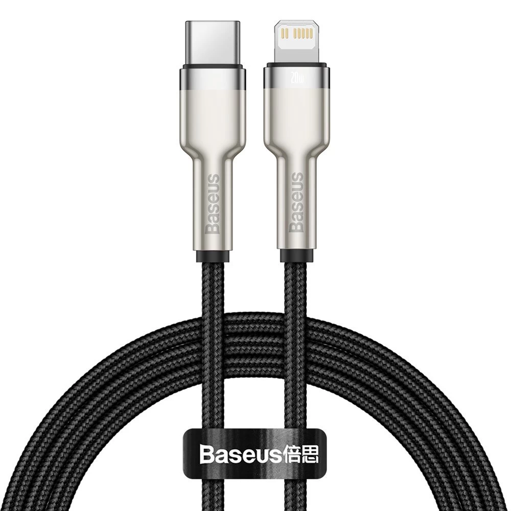 Kabelis Iphone Usb-c - Lightning Cafule Metal Data Power Delivery 20w 1m - Juodas