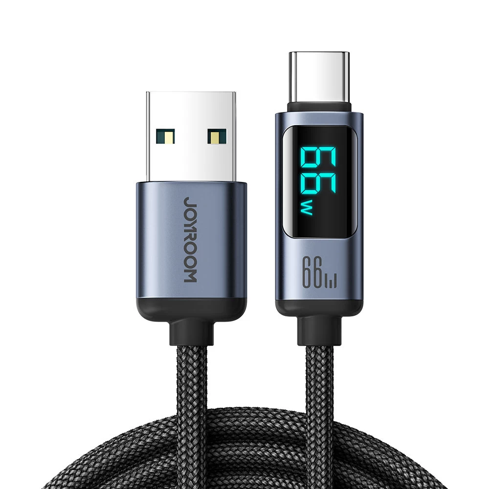 Kabelis Su Led Ekranu Usb-c - Usb-a 66w 1,2 M Juodas
