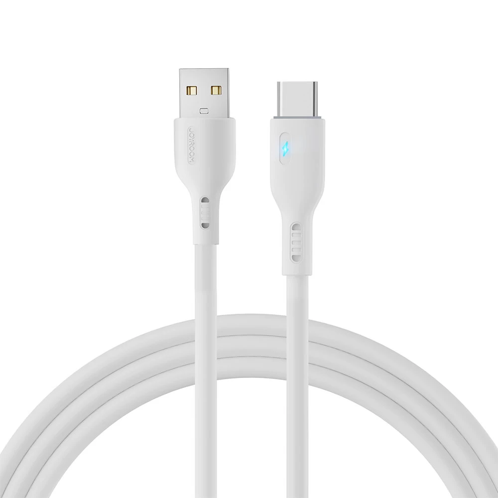 Kabelis Su Led Indikatoriumi Usb - Usb-c 3a 2 M Baltas