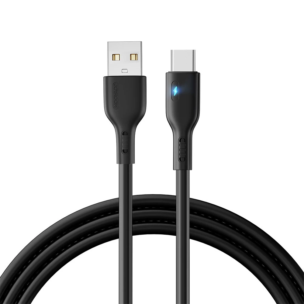 Kabelis Su Led Indikatoriumi Usb - Usb-c 3a 2 M Juodas