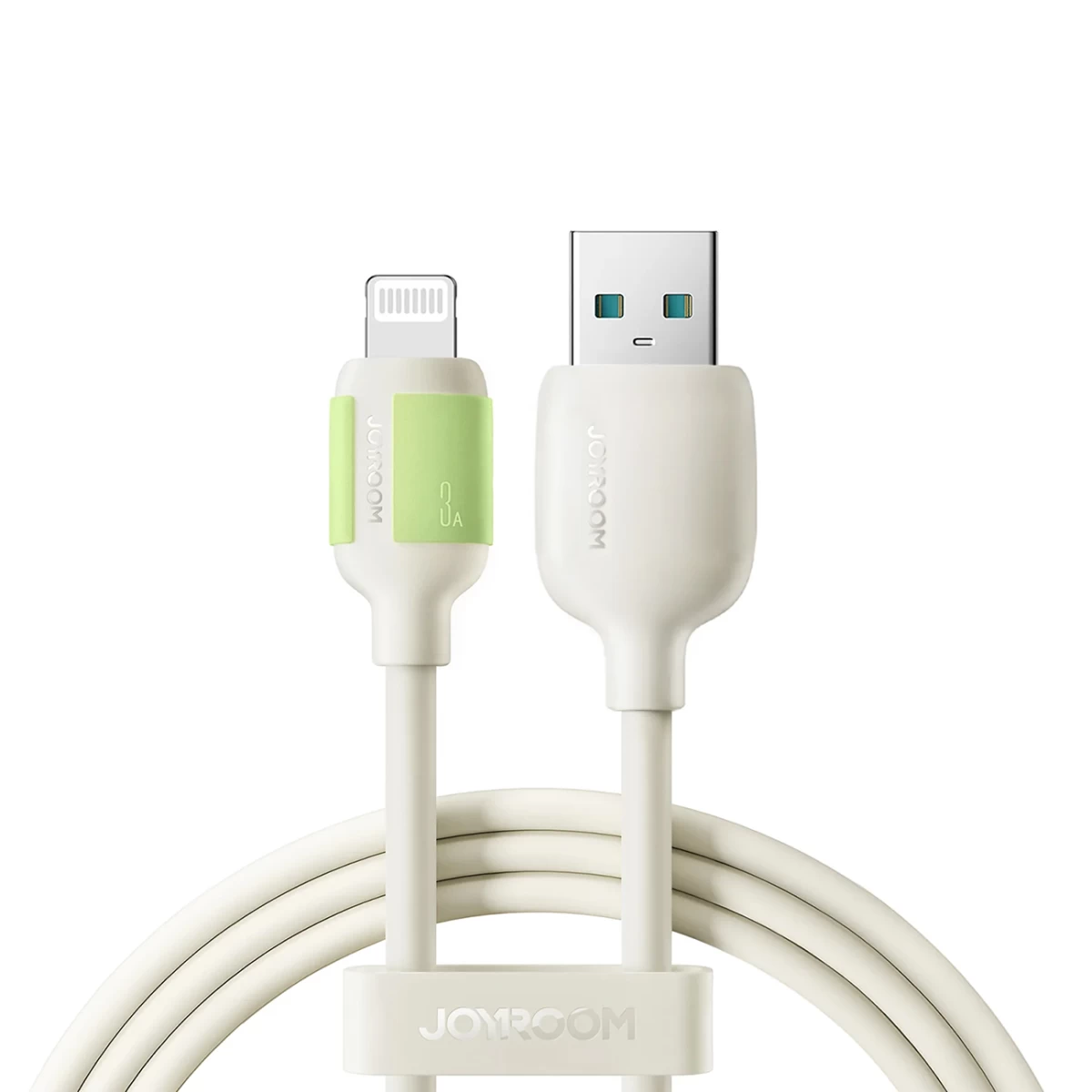Kabelis Usb-a - iphone Lightning Su Fluorescenciniu Antgaliu 3a 2 M - Smėlio Spalvos
