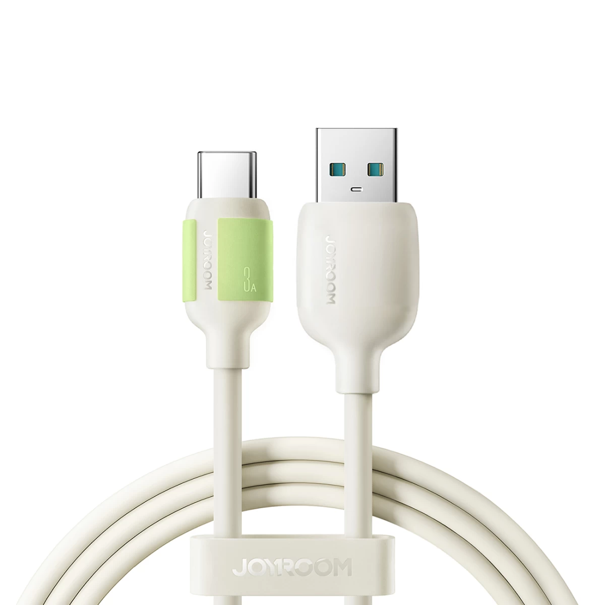 Kabelis Usb-a - Usb-c Su Fluorescenciniu Antgaliu 3a 2 M - Smėlio Spalvos