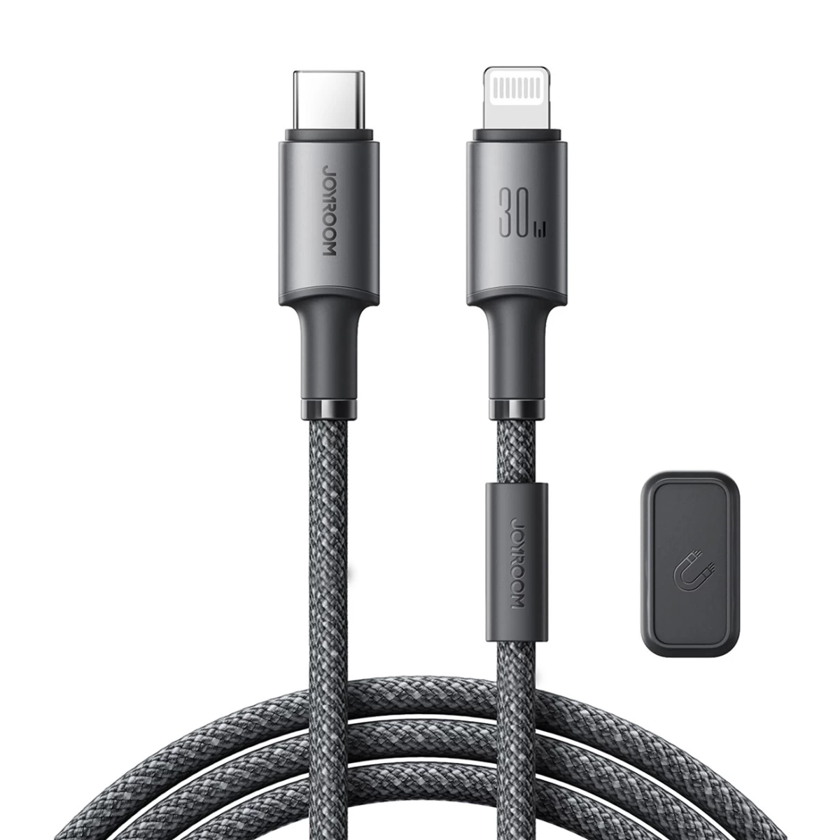 Kabelis Usb-c - iphone Lightning Su Magnetiniu Laikikliu Ir Organizatoriumi 1,2 M - Pilkas Kabelis Usb-c - iphone Lightning Su Magnetiniu Laikikliu Ir Organizatoriumi 1,2 M - Pilkas