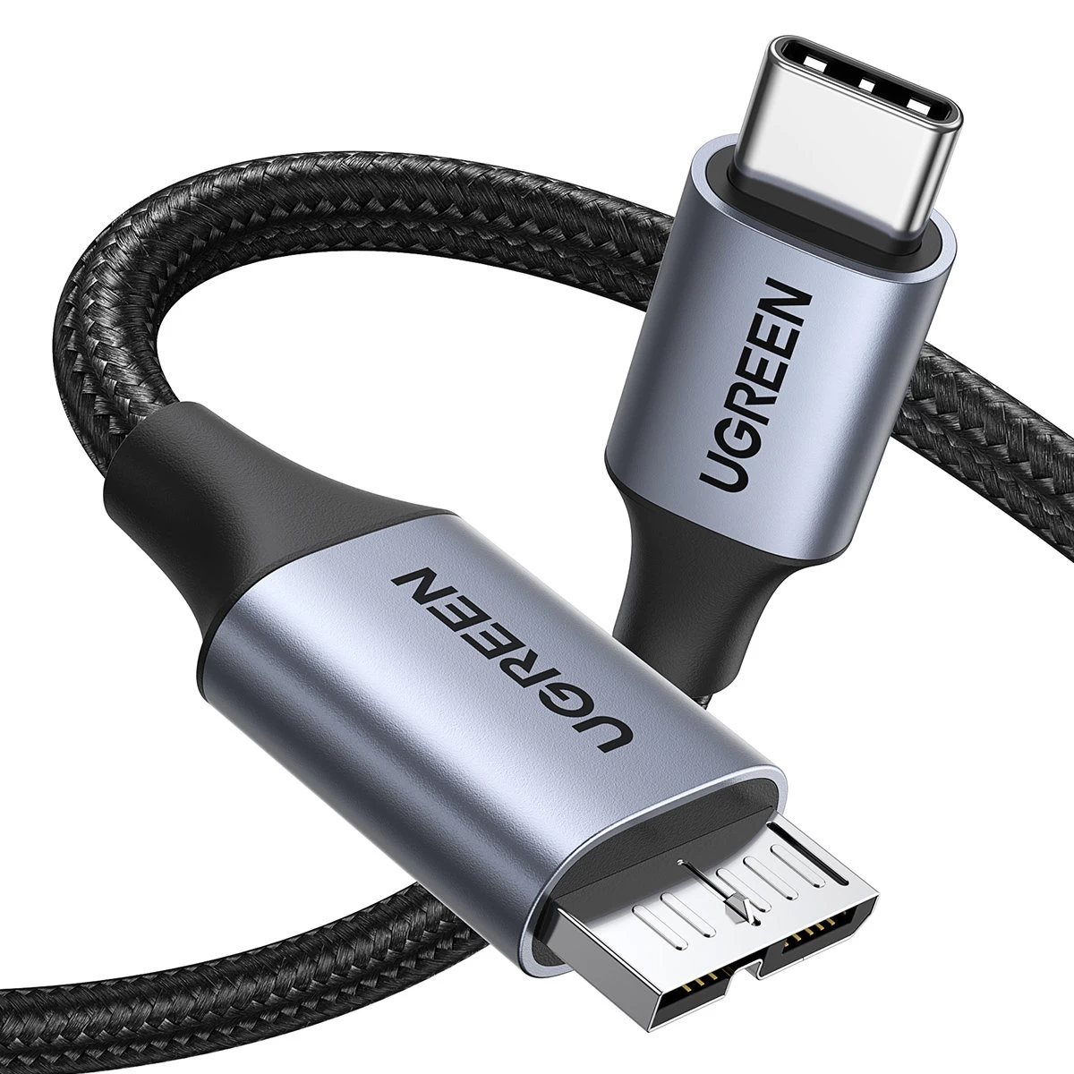 Kabelis Usb-c - Micro Usb-b 3.0 3a 0,5 M Pilkas