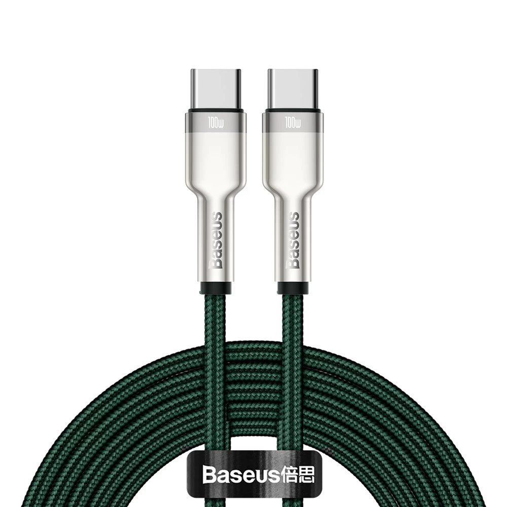 Kabelis Usb-c - Usb-c Cafule Metal Data Power Delivery 100w 2 M - žalias