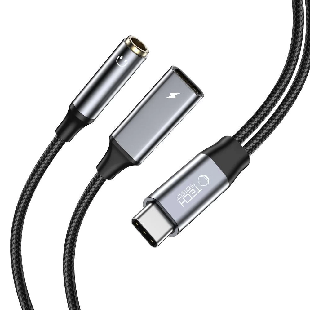 Kabelis Usb-c - Usb-c / Mini Lizdas 3,5 Mm - Juodas