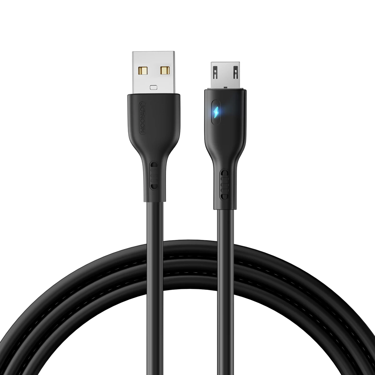 Kabelis Usb - Microusb 2.4a Su Led 2 M Juodas