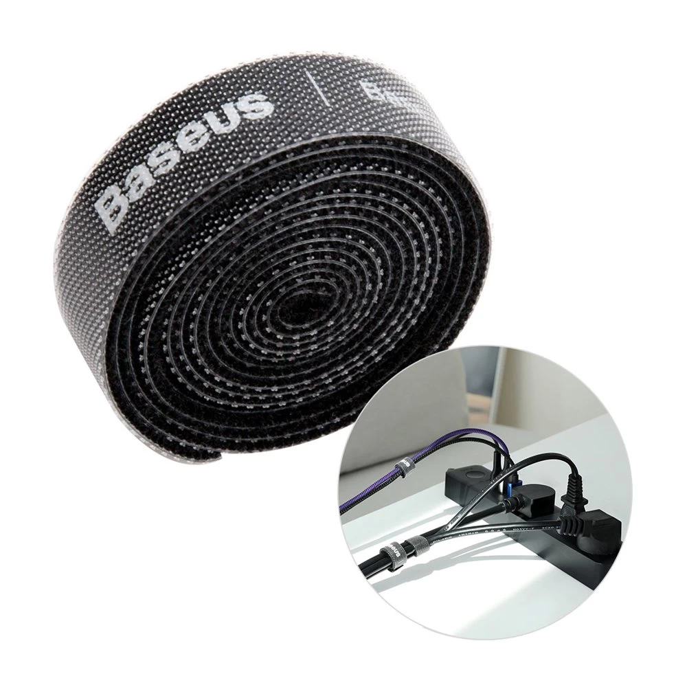 Kabelių Organizatoriaus velcro Juosta 1 M Juoda