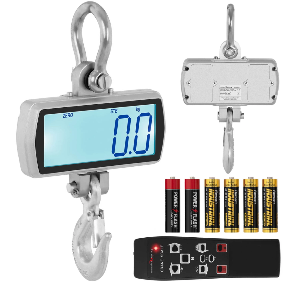 Kablinės Sandėlio Svarstyklės Su Nuotolinio Valdymo Pulteliu, Dideliu Lcd Ekranu Iki 1t 1000 / 0,5 Kg Kablinės Sandėlio Svarstyklės Su Nuotolinio Valdymo Pulteliu, Dideliu Lcd Ekranu Iki 1t 1000 / 0,5 Kg