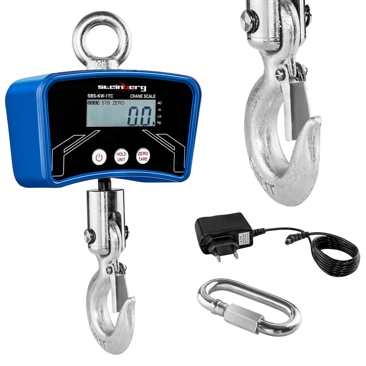 Kablinės Svarstyklės Iki 1 Tonos Sbs-kw-1tc Su Maitinimo šaltiniu 1000 Kg / 0,2 Kg Kablinės Svarstyklės Iki 1 Tonos Sbs-kw-1tc Su Maitinimo šaltiniu 1000 Kg / 0,2 Kg
