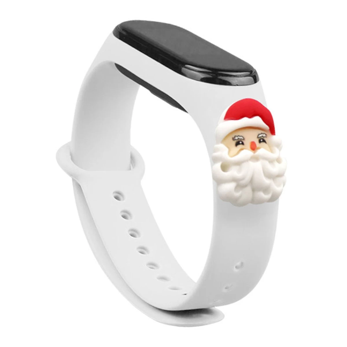 Kalėdinis Dirželis Xiaomi Mi Band 4 / Mi Band 3 Kalėdinė Silikoninė Apyrankė Balta (santa)