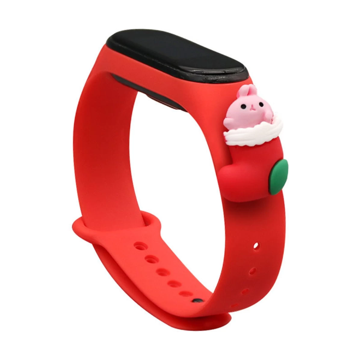 Kalėdinis Dirželis Xiaomi Mi Band 4 / Mi Band 3 Kalėdinė Silikoninė Apyrankė Raudona (santa 1)