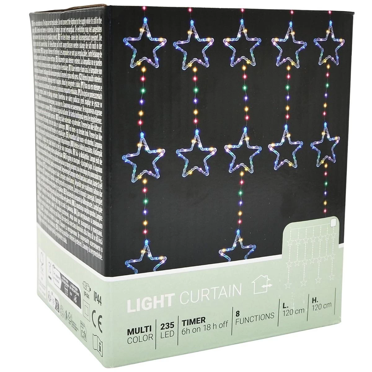 Kalėdų Eglutės Lempučių šviesos Užuolaida 120x120 Cm 235led Multikolor Stars