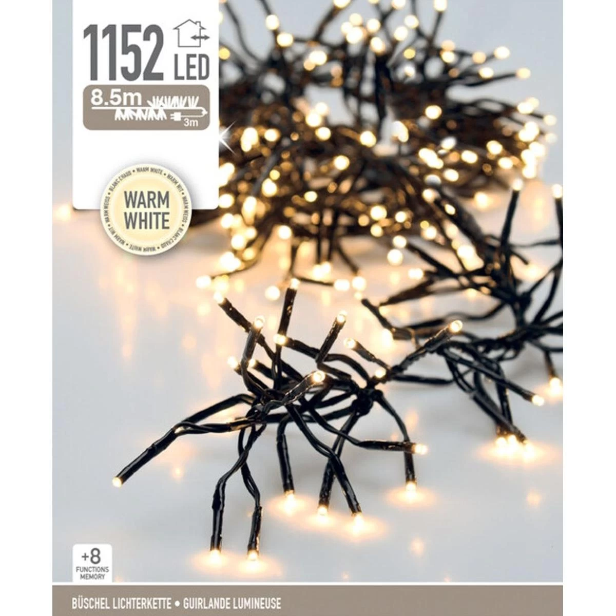 Kalėdų Eglutės Lemputės, šviesos Grandinė, 1152 Led, Laikmatis, šilta Balta
