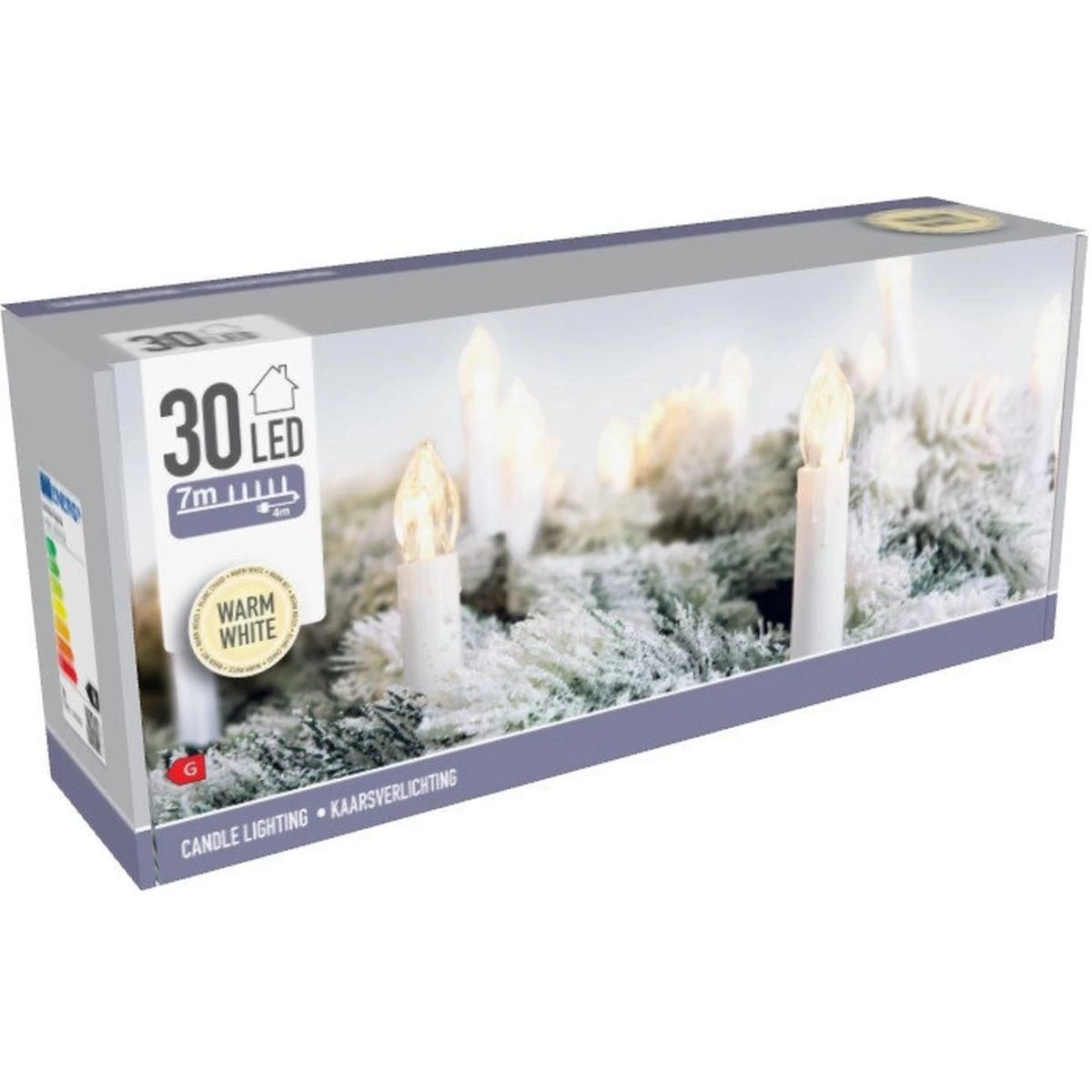 Kalėdų Eglutės Lemputės, šviesos Grandinė, žvakės, 30 Led, šilta Balta
