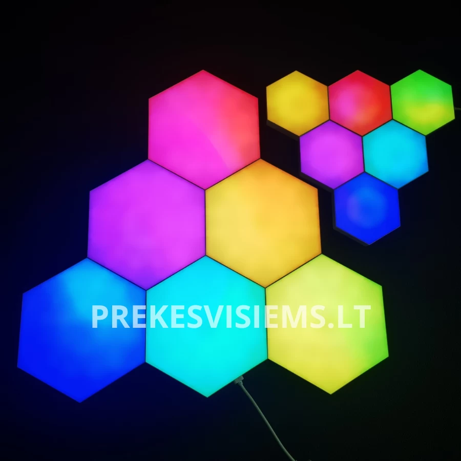 Kambario apšvietimas Hexagon Ambience LED RGB dekoracija 10vnt