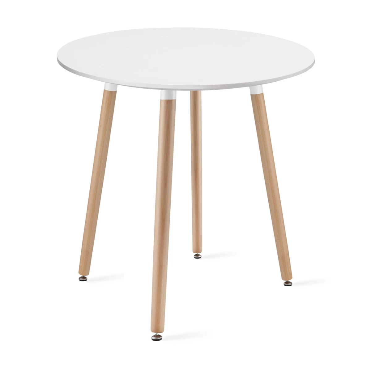 Kami Apvalus 60 Cm Stalas - Baltas / Natūralios Kojos