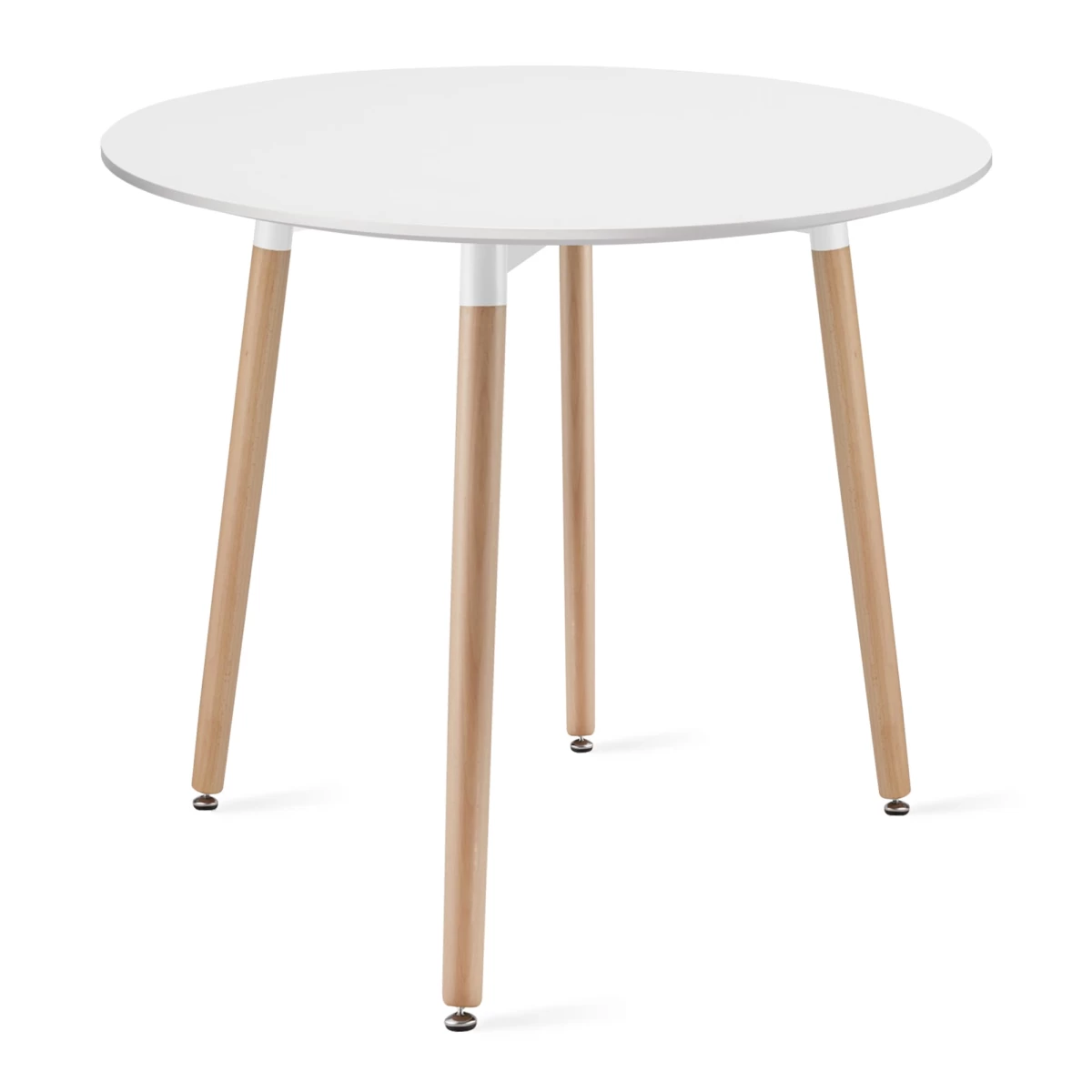 Kami Apvalus 80 Cm Stalas - Baltas / Natūralios Kojos