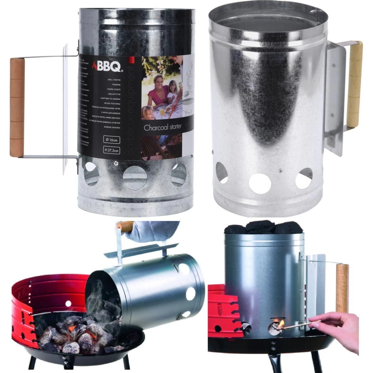 Kaminų Ugnies Užkūrėjas, Skirtas Kepsninei H. 27,5 Cm Su Medine Rankena