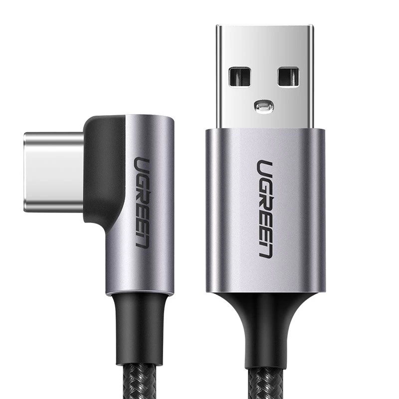 Kampinė šoninė Usb Kabelio Jungtis - Usb-c 1m 3a Pilka