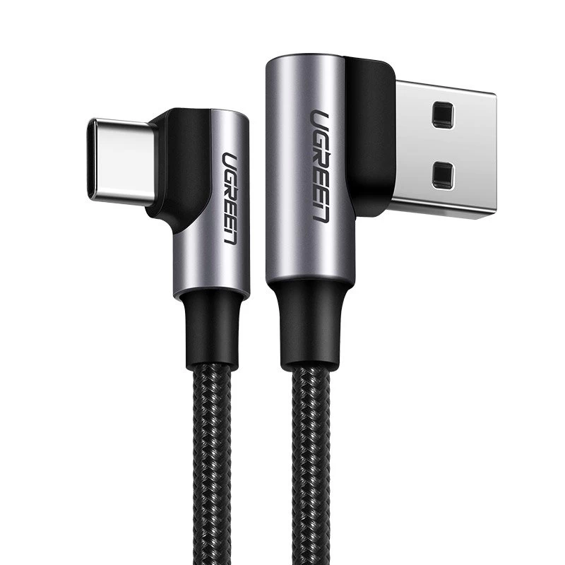 Kampinis Pintas Usb - Usb-c Quick Charge 3.0 2 M Pilkos Spalvos Kabelis