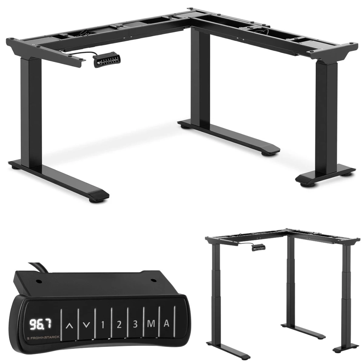 Kampinis Rašomojo Stalo Rėmas Su Elektriniu Aukščio Reguliavimu 60-125 Cm Right Angle Kampinis Rašomojo Stalo Rėmas Su Elektriniu Aukščio Reguliavimu 60-125 Cm Right Angle
