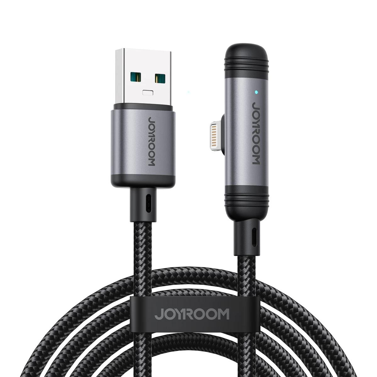 Kampinis Usb-a iphone Lightning 3a 1,2 M Ilgio Kabelis - Juodas