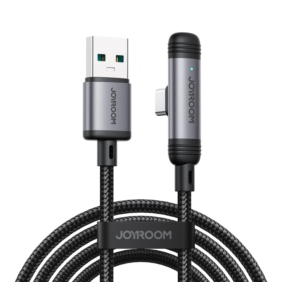 Kampinis Usb-a Usb-c 3a 1,2 M Ilgio Kabelis - Juodas