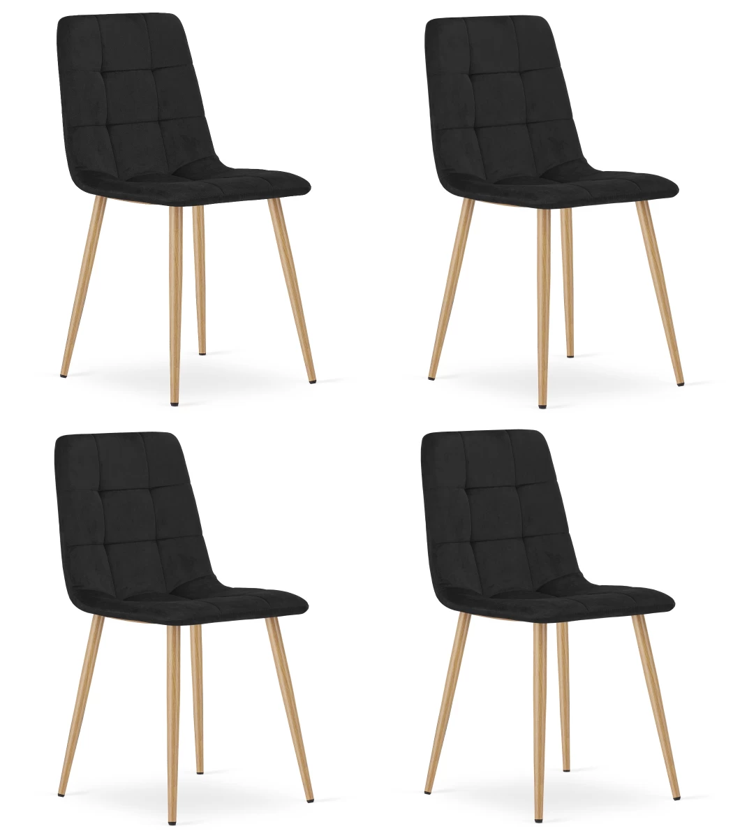 kara Kėdė - Juodas Aksomas / Medžio Spalvos Kojos X 4