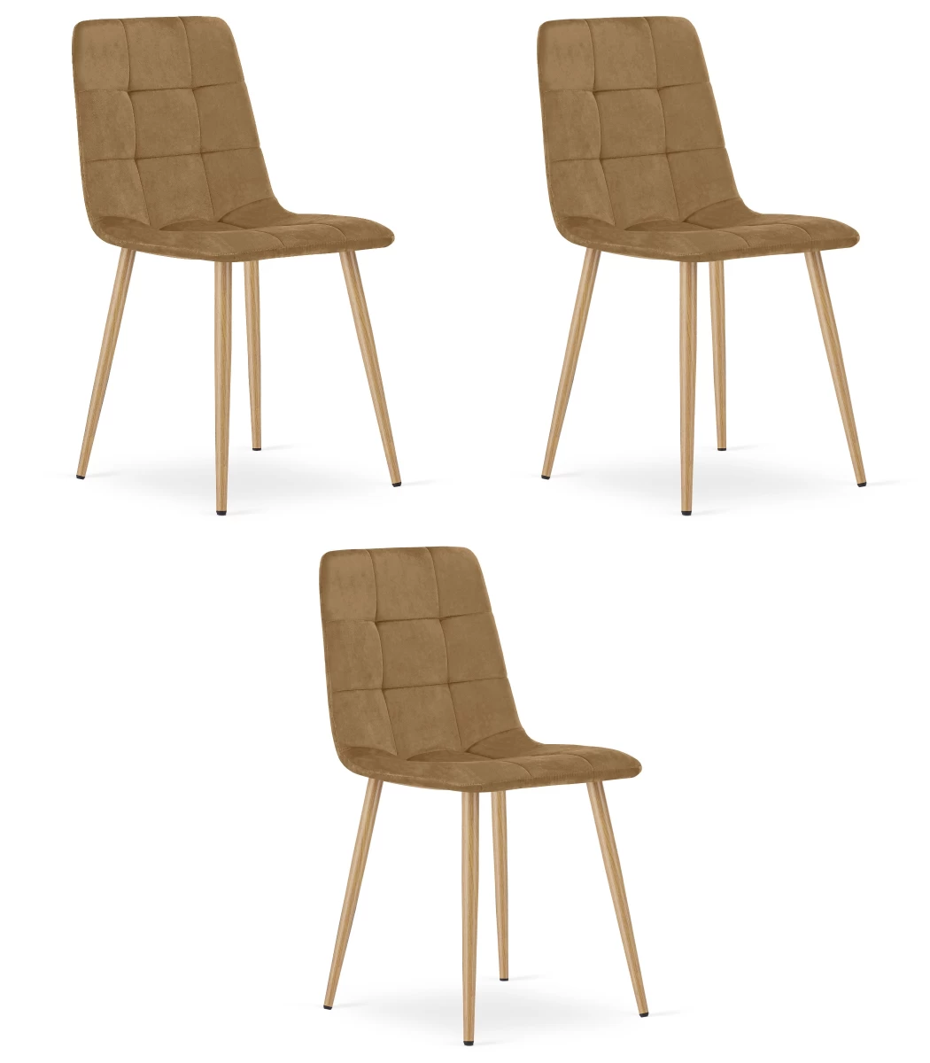 kara Kėdė - Rudas Aksomas / Medžio Spalvos Kojos X 3