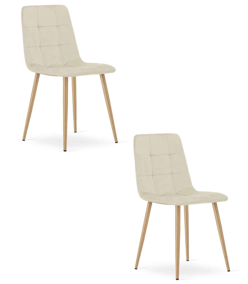 Kara Kėdė - šviesiai Smėlio Spalvos Aksomas / Medžio Spalvos Kojos X 2