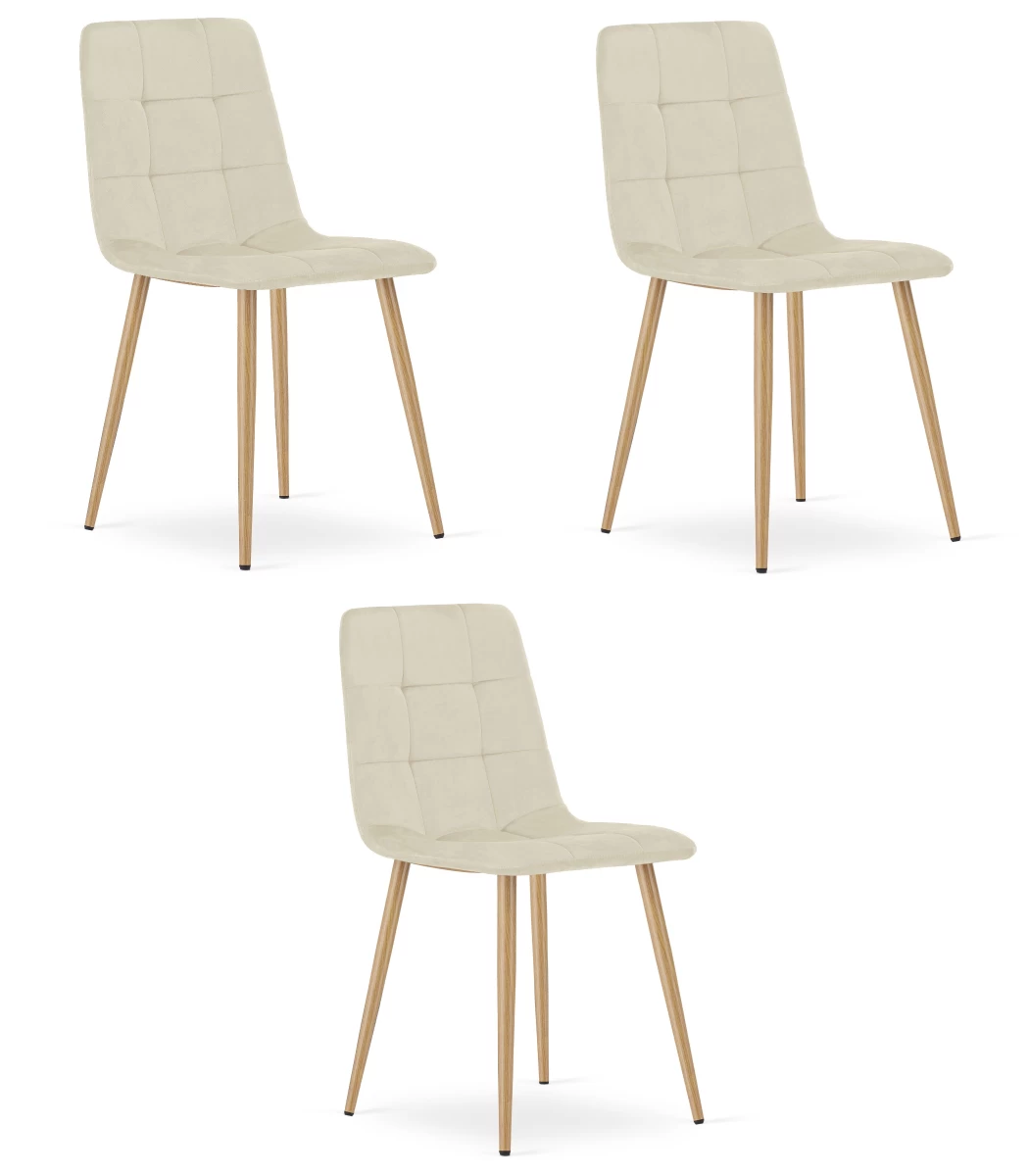 Kara Kėdė - šviesiai Smėlio Spalvos Aksomas / Medžio Spalvos Kojos X 3