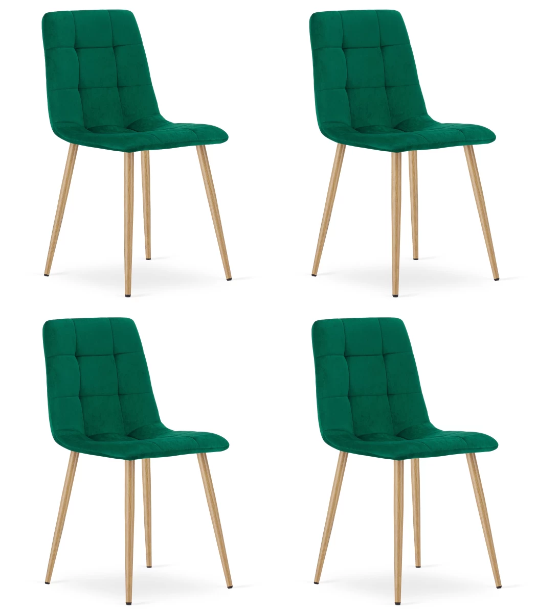 kara Kėdė - Tamsiai žalias Aksomas / Medžio Spalvos Kojos X 4