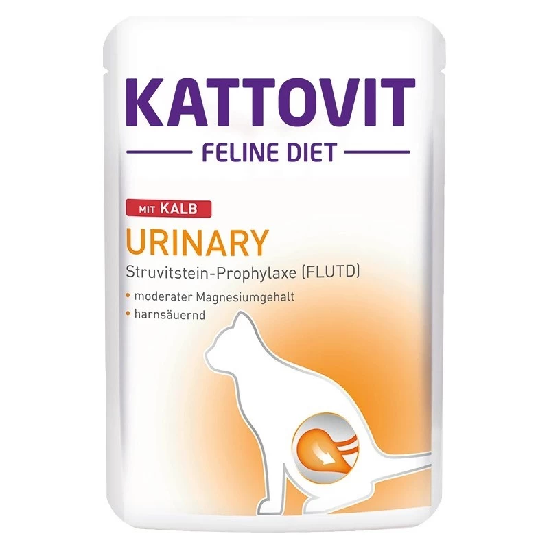 KATTOVIT Feline Diet Urinary dietinis šlapias maistas katėms su veršiena, 85g