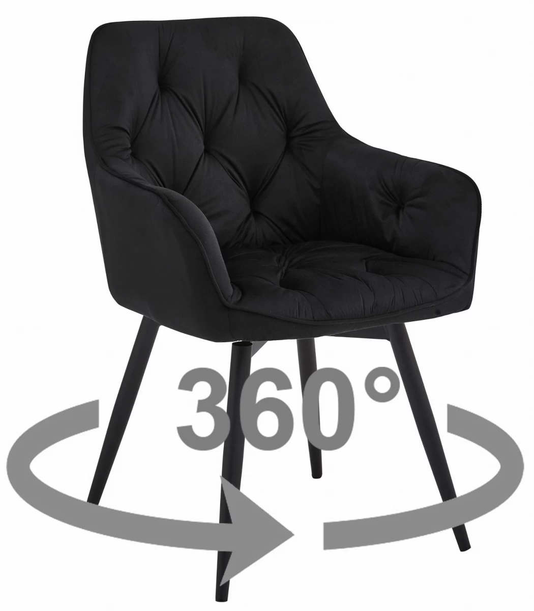 Kėdė Jork360 - Juodas Aksomas / Juodos Kojos X 1