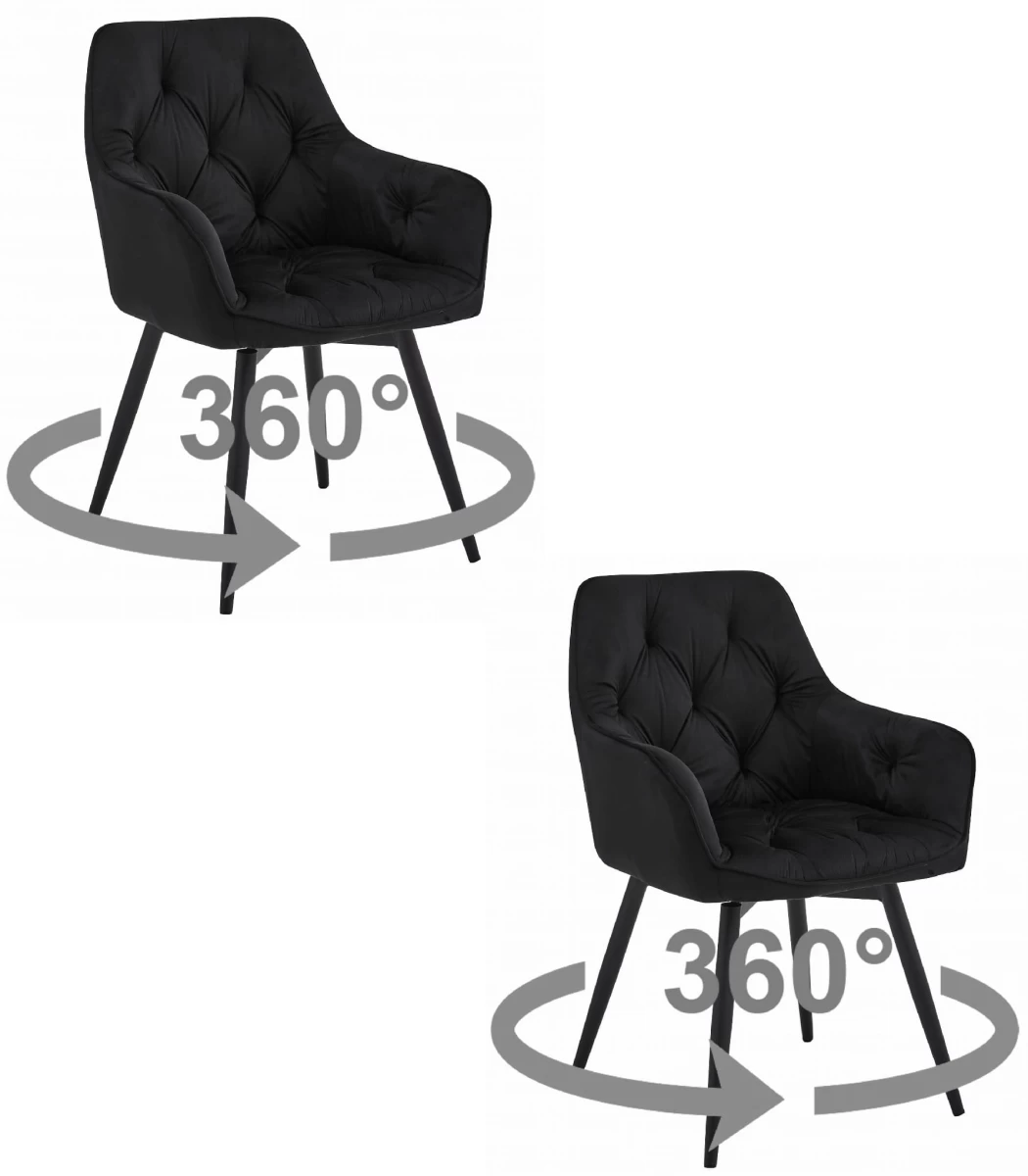 Kėdė Jork360 - Juodas Aksomas / Juodos Kojos X 2
