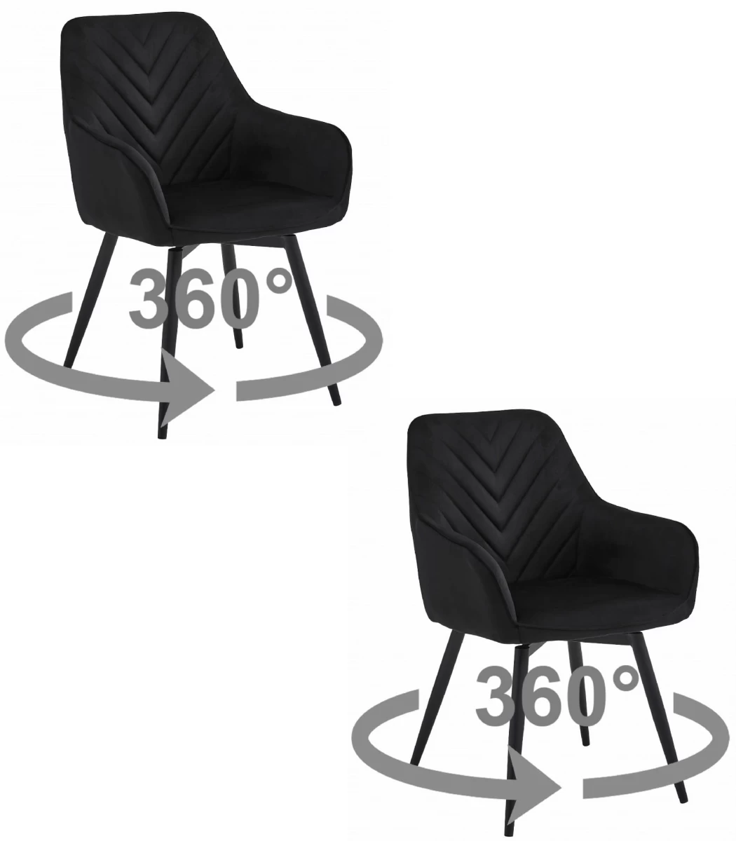Kėdė Nana360 - Juodas Aksomas / Juodos Kojos X 2