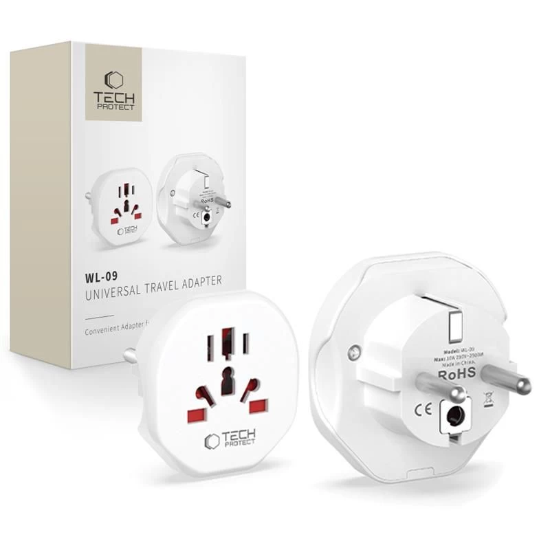 Kelioninis Adapteris Iš Uk/us/au/fi/cn-1/cn-2 į Es - Baltas