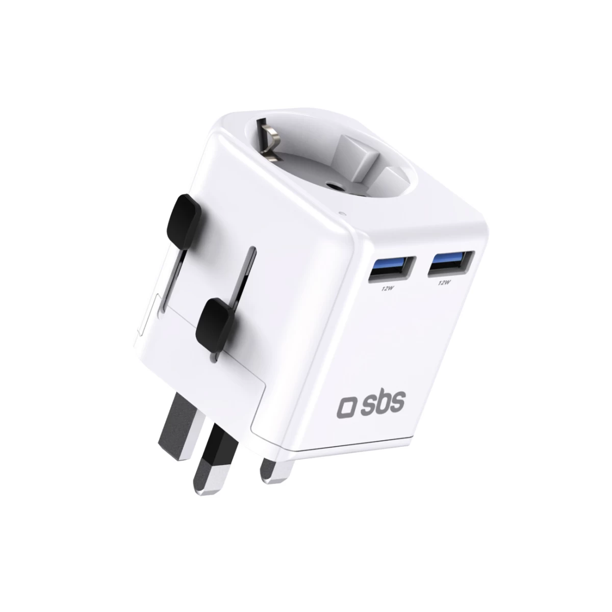 Kelioninis Maitinimo Adapteris Uk Us Aus Asia Eu Usb-a - Baltas