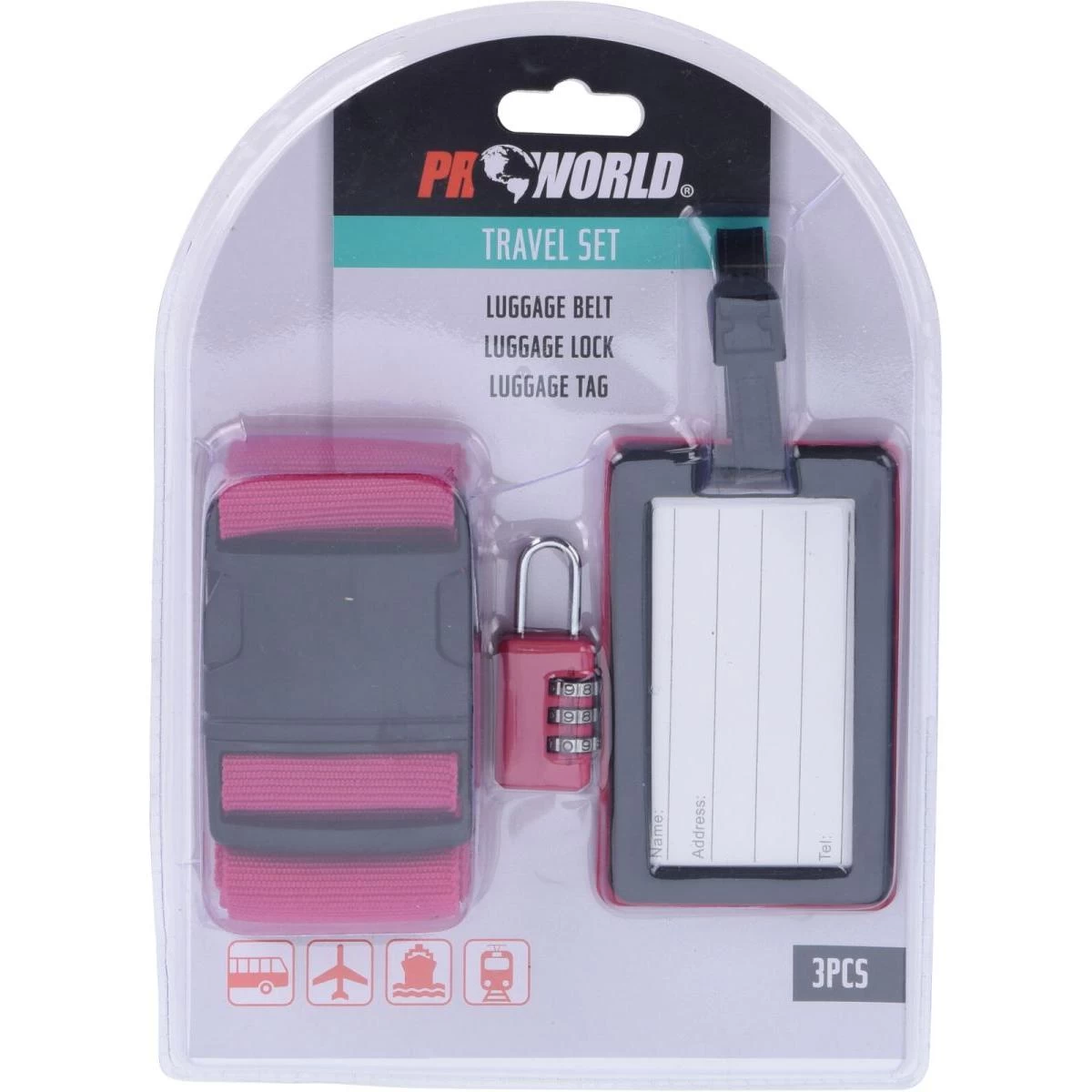 Kelioninis Rinkinys 3 Elementai Proworld Pink