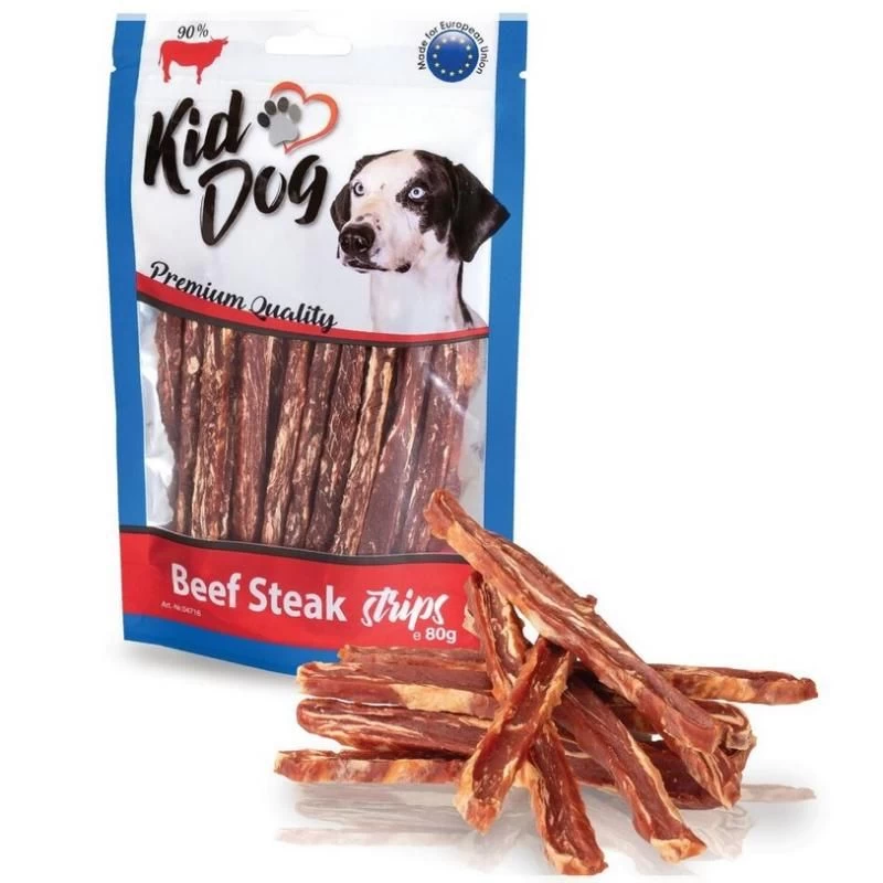 KIDDOG Strips jautienos natūralios juostelės 80g (150), A04716