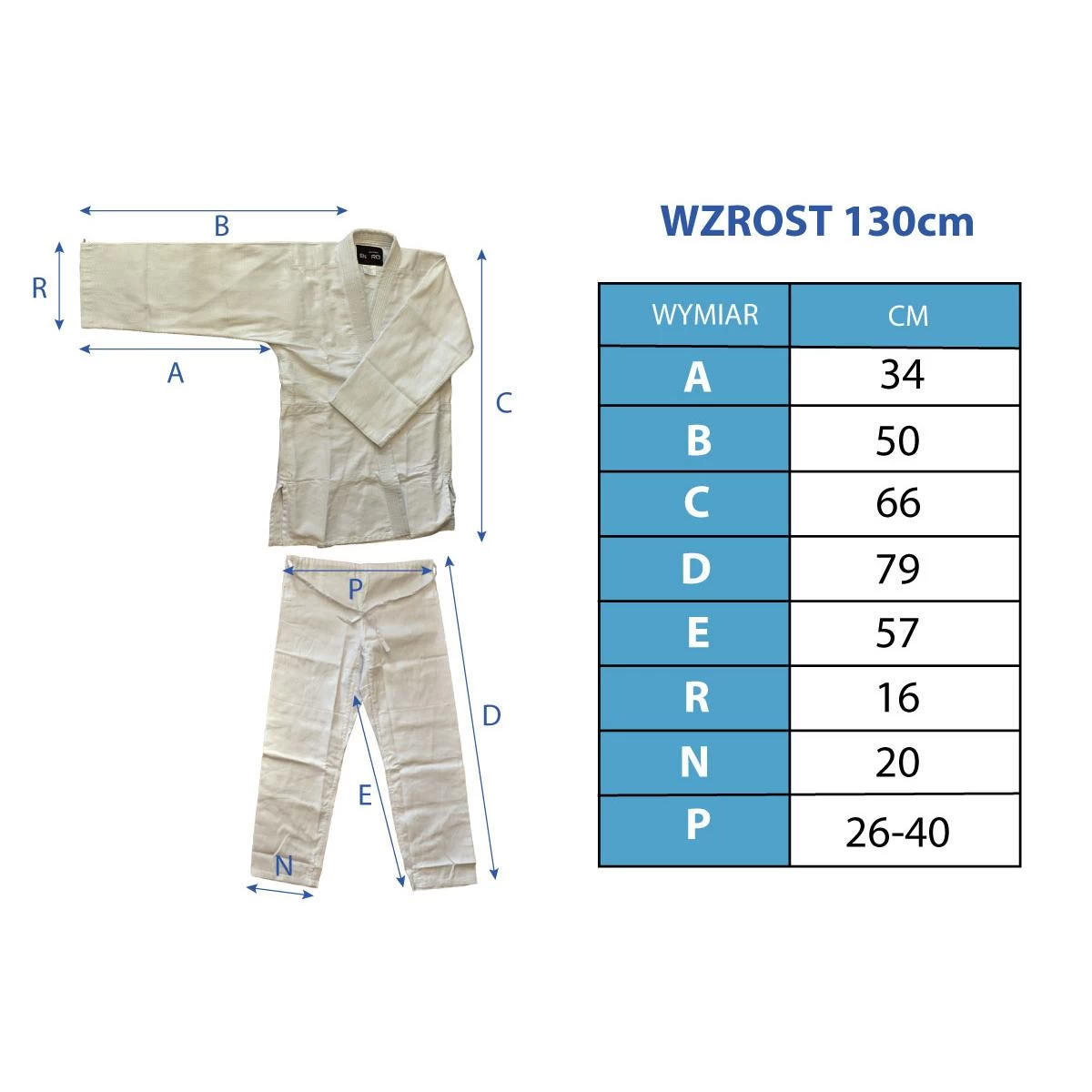 Kimono Enero Judo Aikido 130cm Baltas
