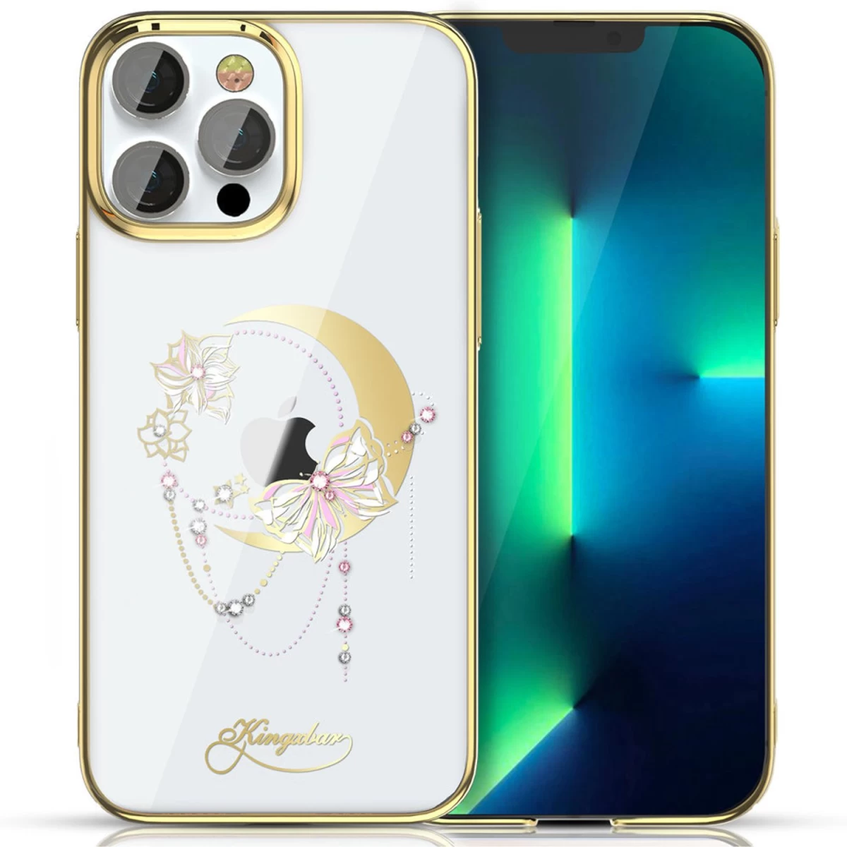 Kingxbar Moon Series Prabangus Dėklas Su Swarovski Kristalais Iphone 13 Pro Gold (butterfly)