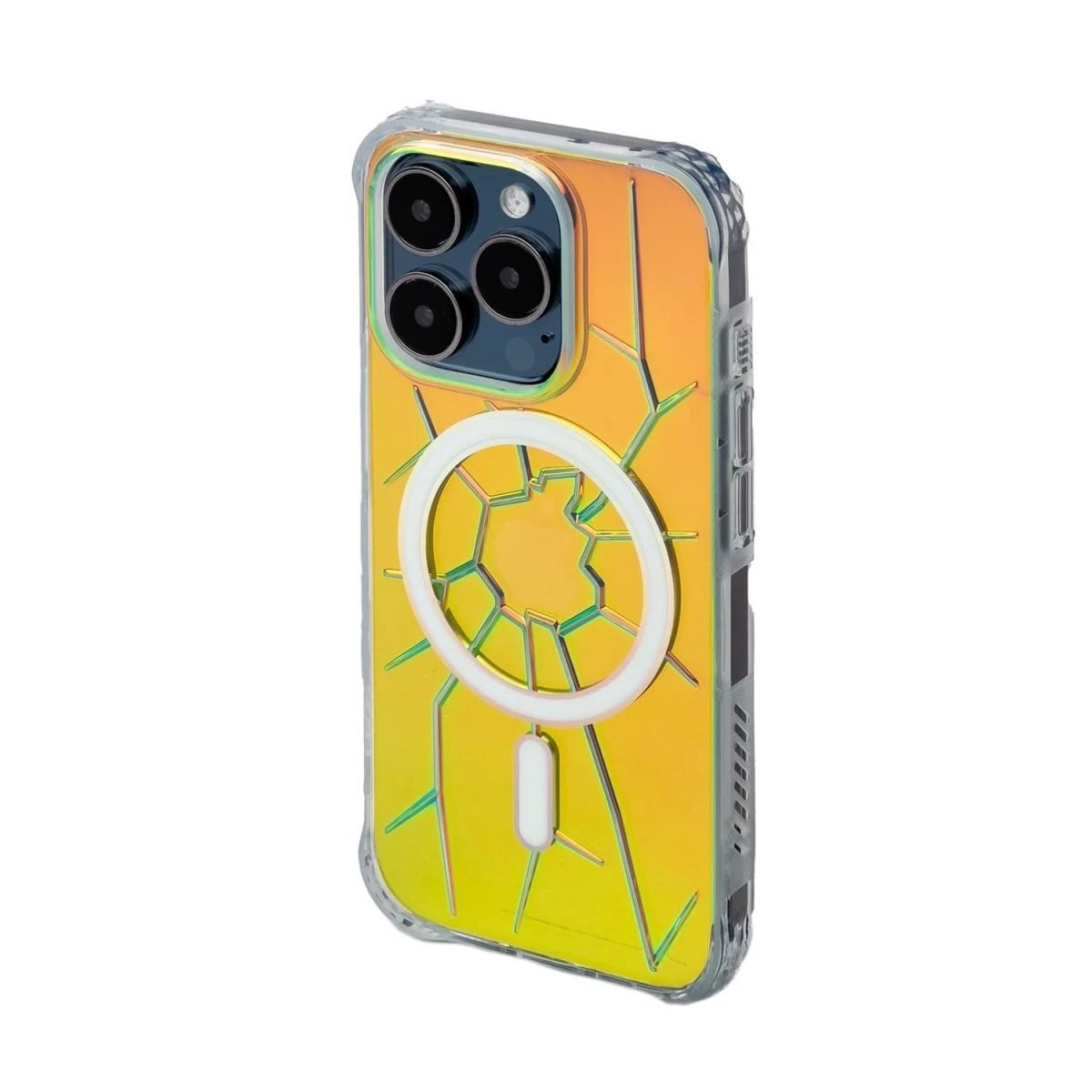 Kingxbar Pqy Crack Series Magsafe Silikoninis Dėklas Iphone 15 Pro Max - Holografinis