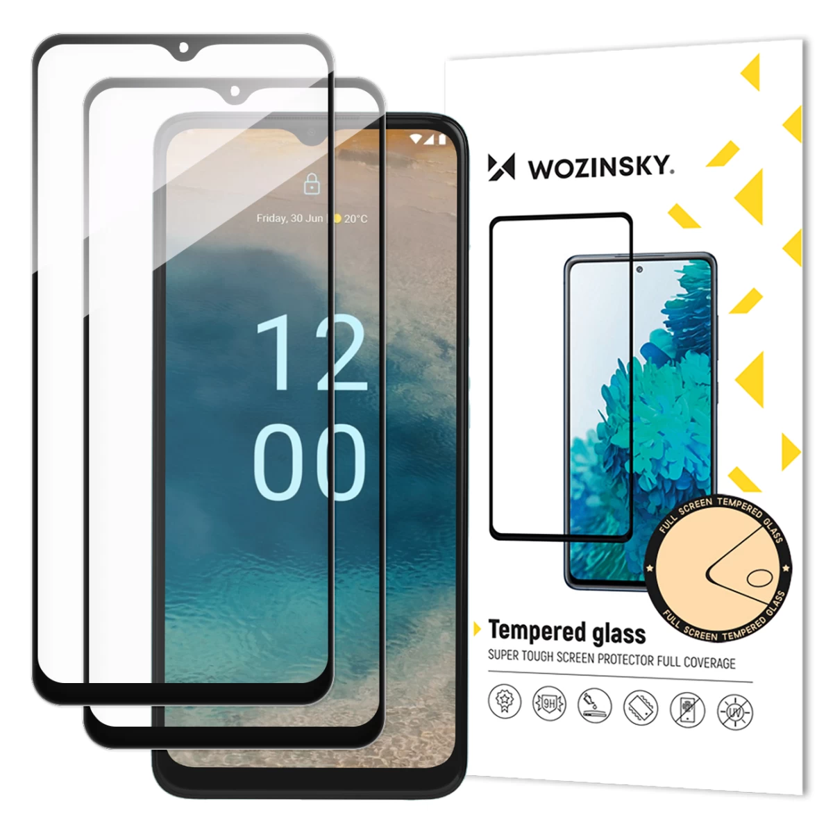 Kit 2x 9h Viso Ekrano Grūdintas Stiklas nokia G22 Su Juodu Rėmeliu