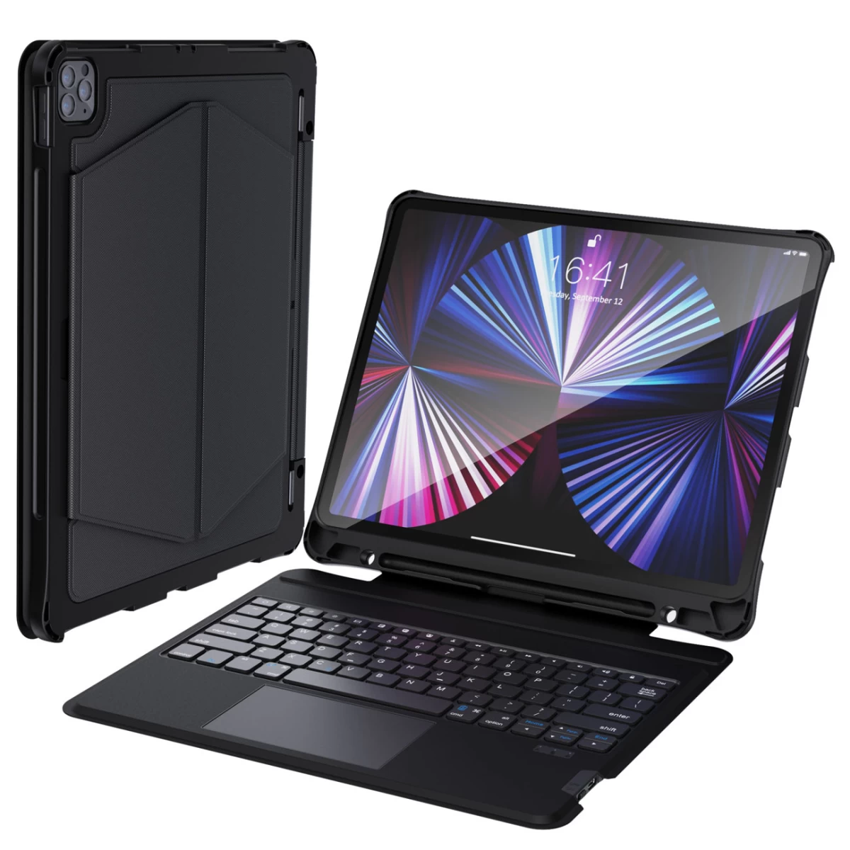 Klaviatūros Dėklas ipad Pro 12,9 + bluetooth Belaidė Klaviatūra, Juodas